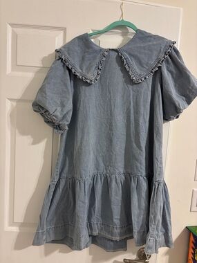 Light Blue ' Ruffle Collar Dress
